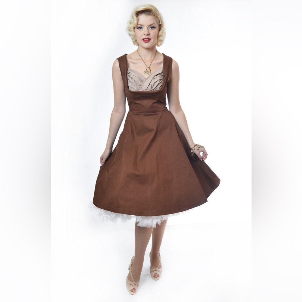 Lindy Bop Ophelia Chocolate Rockabilly Pinup Dress Women’s US XS / UK 8 NWT